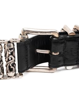 Roller Link Black Leather Belt - image 4 - close-up of buckle