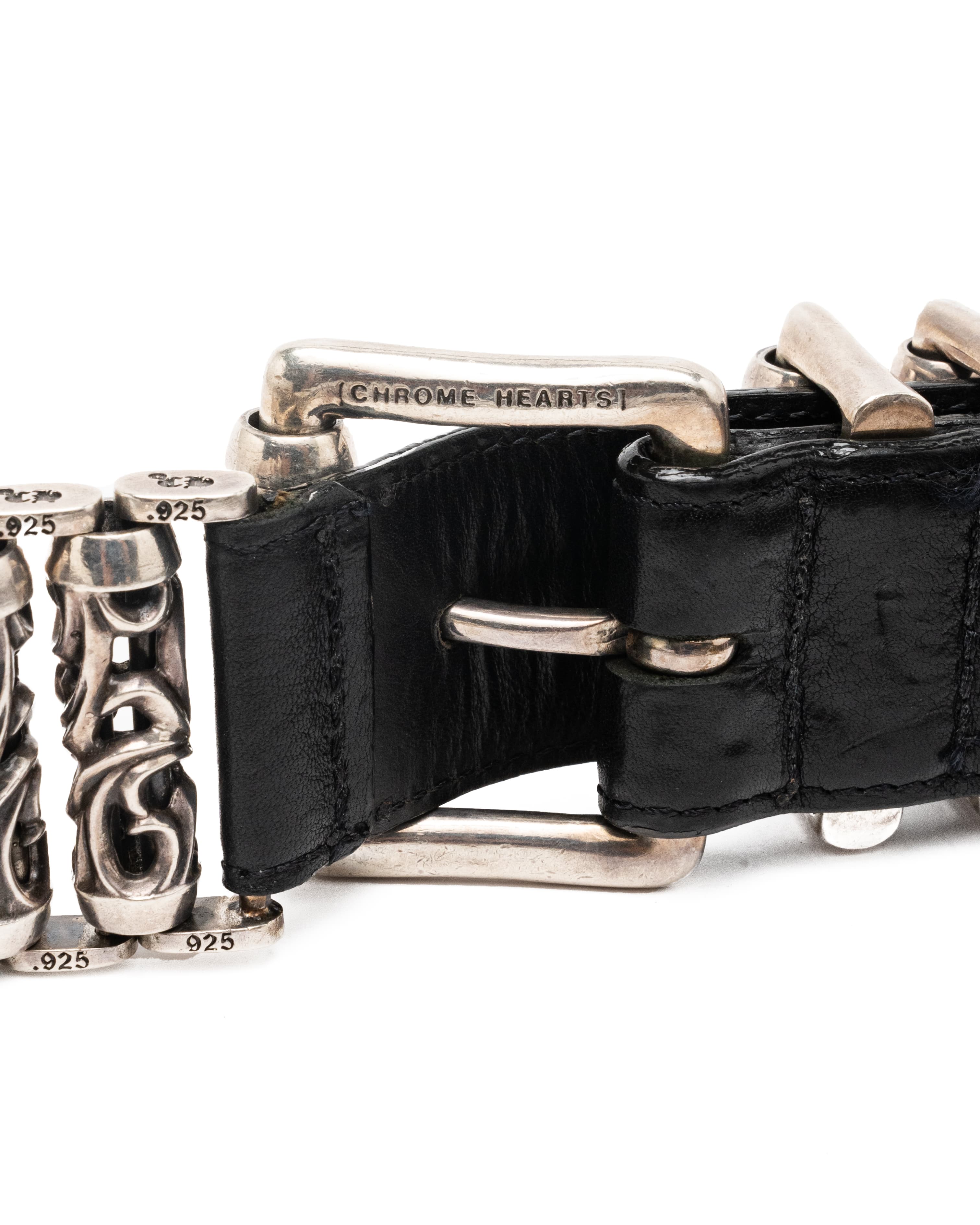 Roller Link Black Leather Belt - image 4 - close-up of buckle