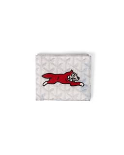 Custom Running Dog White Goyardine Wallet - Front