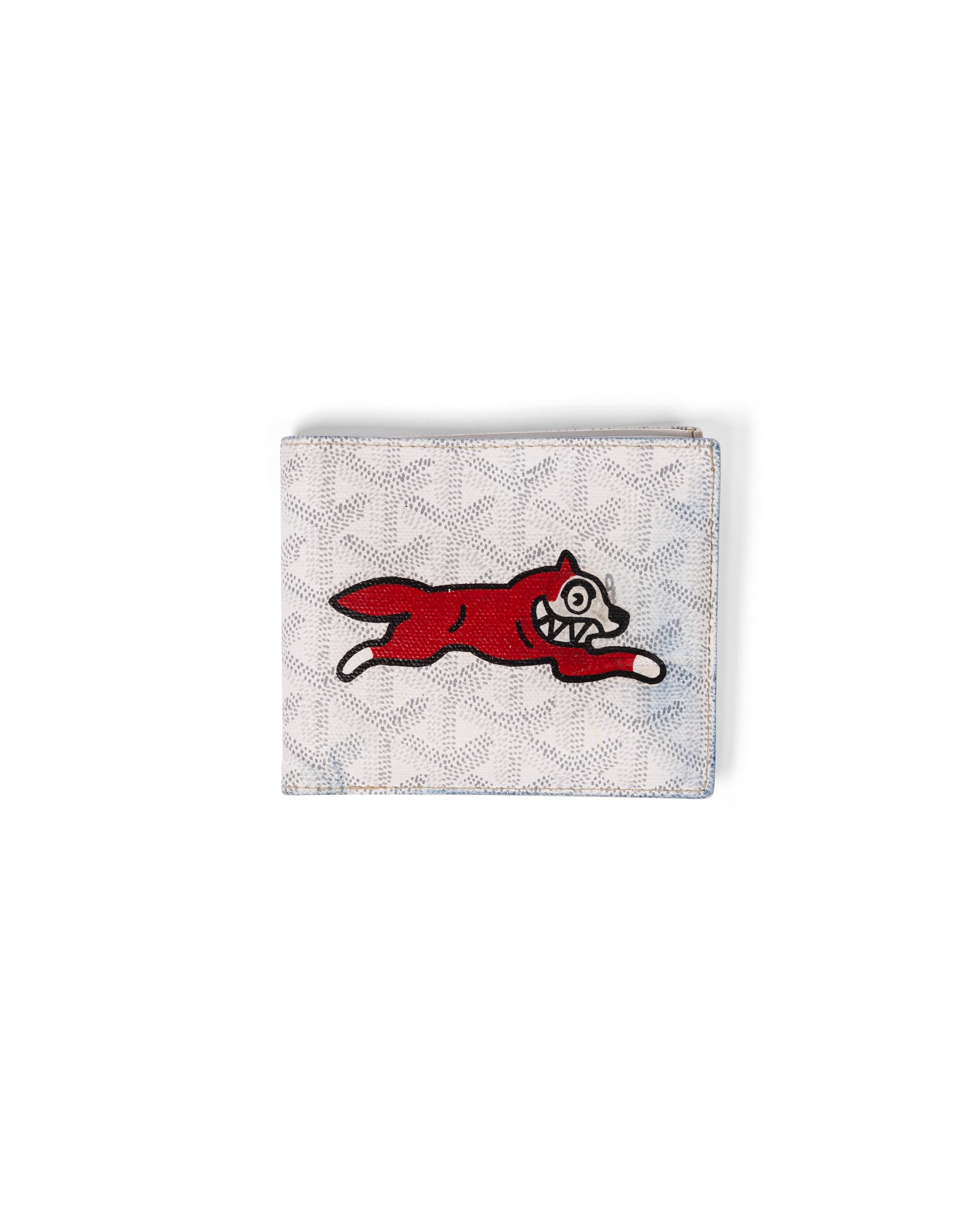 Custom Running Dog White Goyardine Wallet - Front