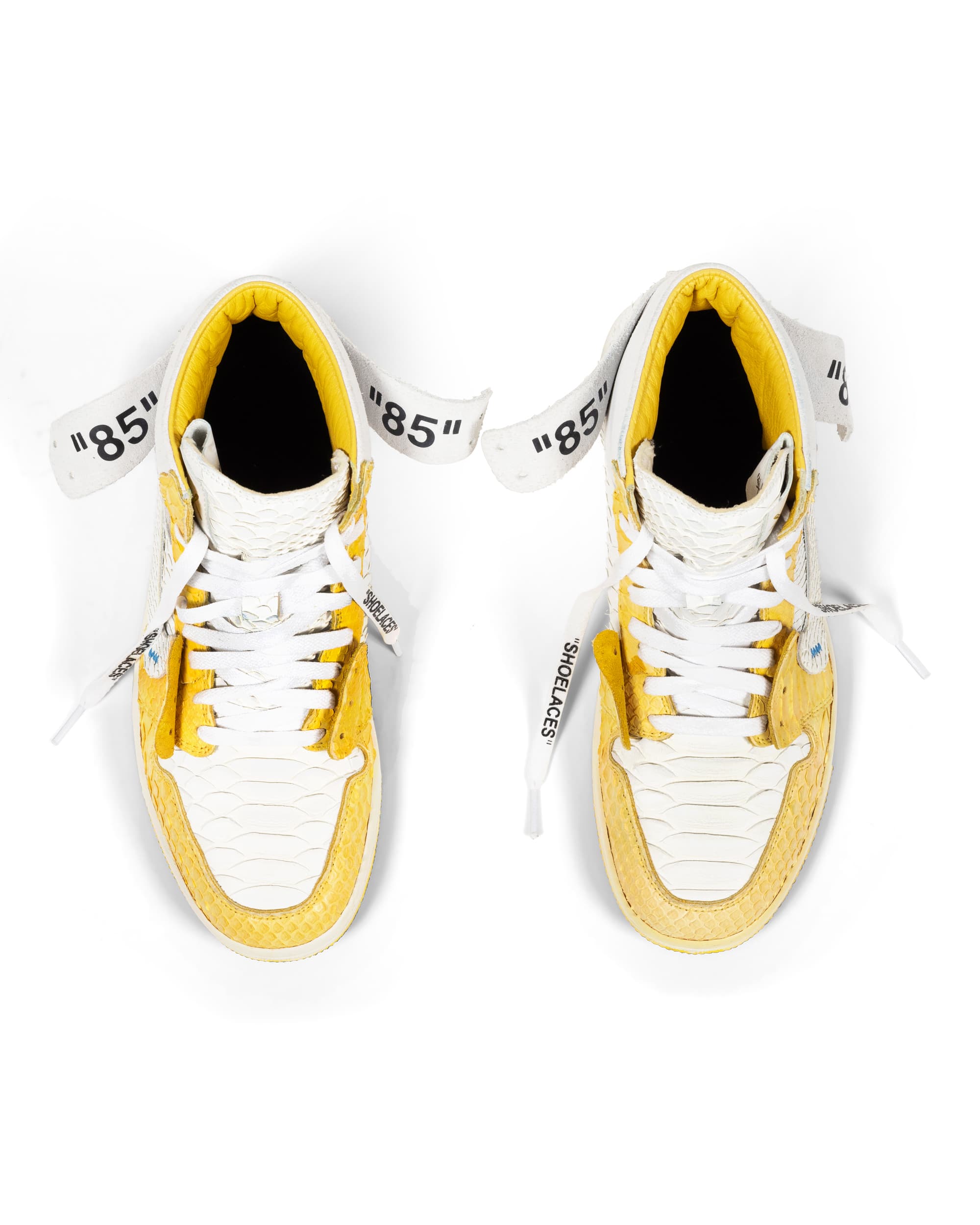 Shoe Surgeon X Air Jordan 1 High 'Off-White Canary Yellow Luxe' - image 6 - bird's eye view of sneakers