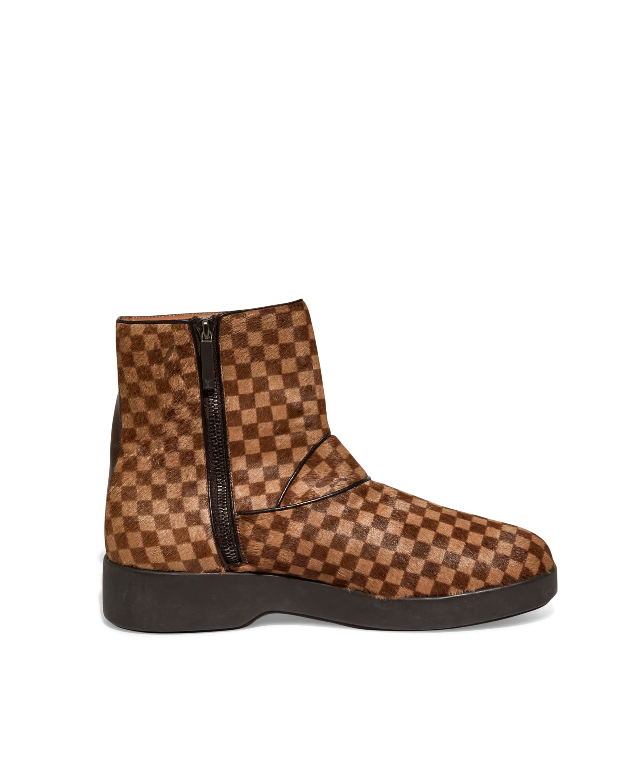 Damier Pony Hair Boots - Left Inner
