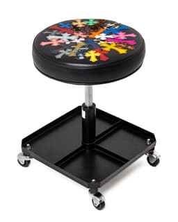 Black & Multicolor Cross Patch Stool - image 1
