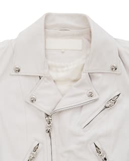 Rolling Stones Blue Lip & Tongue JJ Dean Leather Jacket - image 3 - close-up of collar