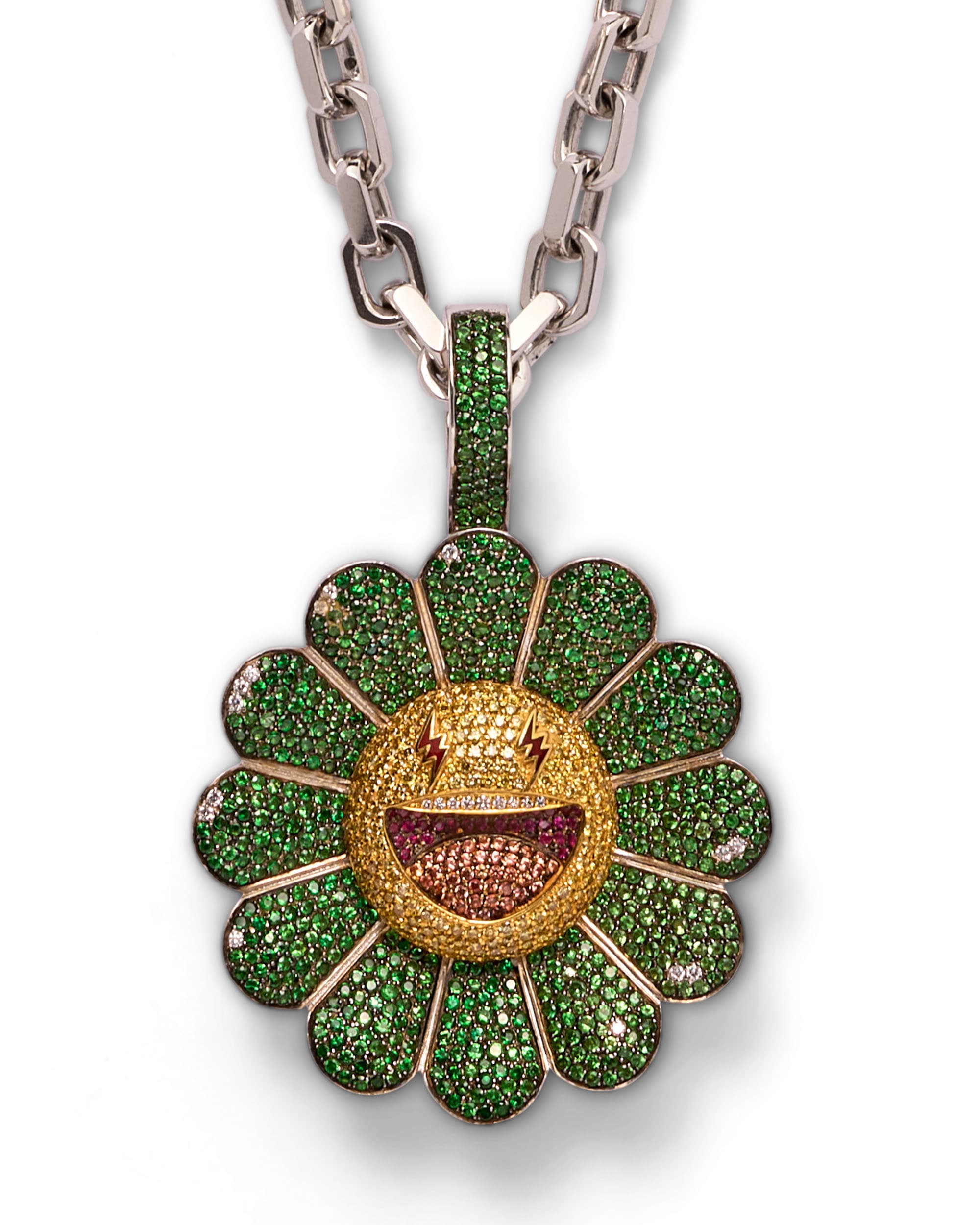 'Verde' Flower Pendant - image 1 - close-up of pendant design
