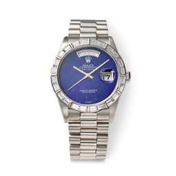 Image of Rolex Day-Date Ref. 18366 in Platinum with Baguette Diamond Bezel and Lapis Lazuli Dial