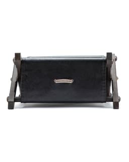 Star Patch Ebony Wood & Black Leather Remote Controller Rack - image 4