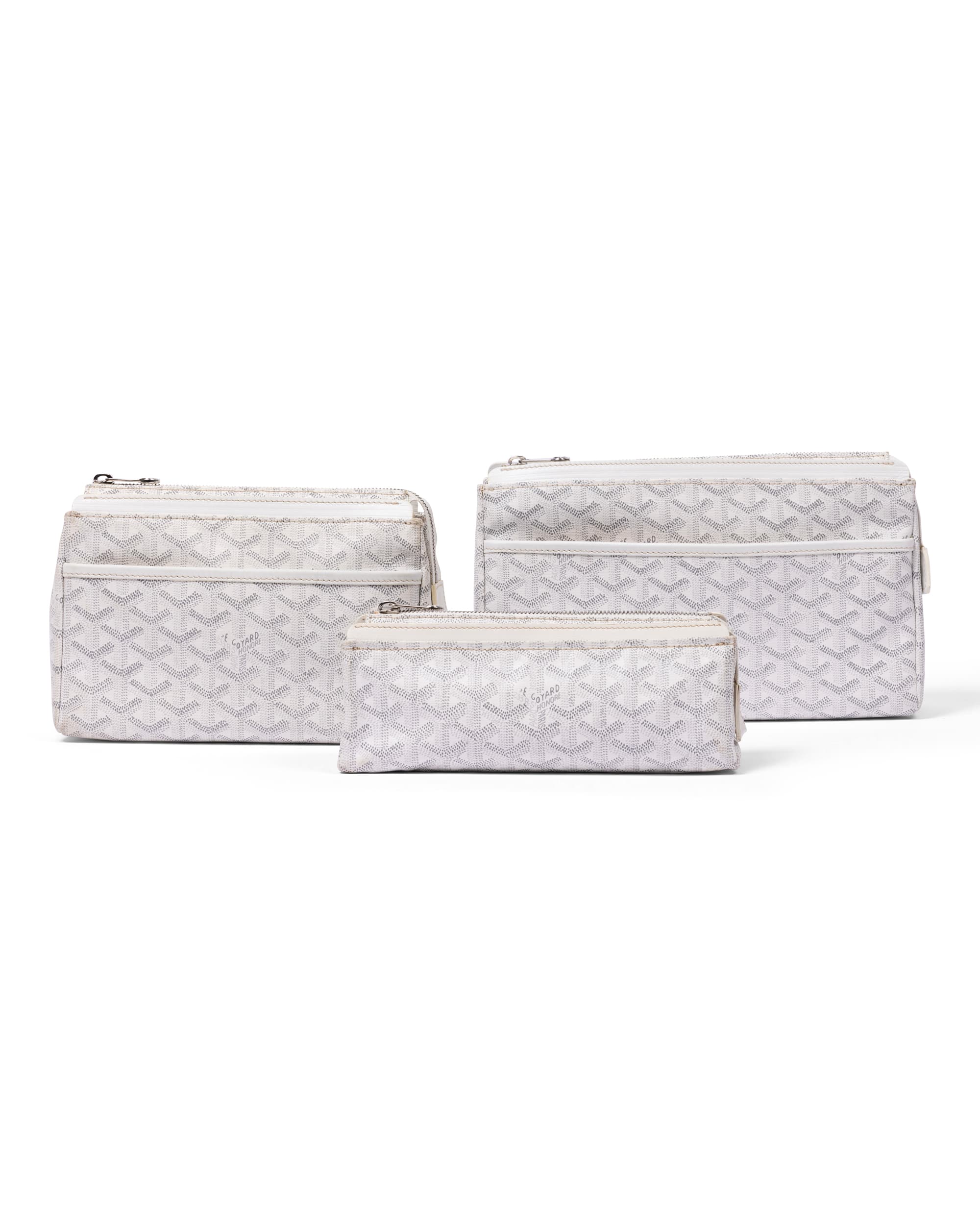 White Goyardine Canvas Set of 3 - All Front