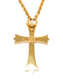22k Yellow Gold Large Cross Chain Necklace - image 4 - reverse of cross
