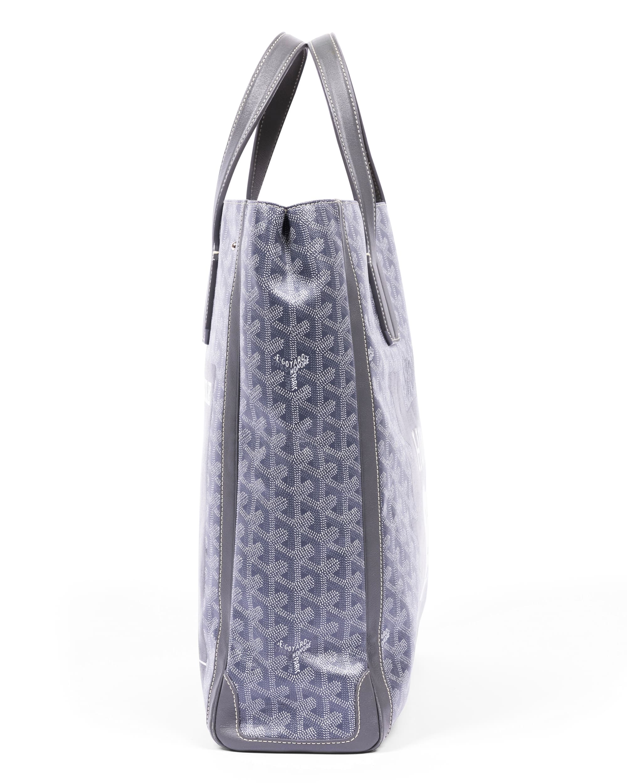 Custom Gray Goyardine Human Made 'Handle with Care' Tote Villette Bag - Right