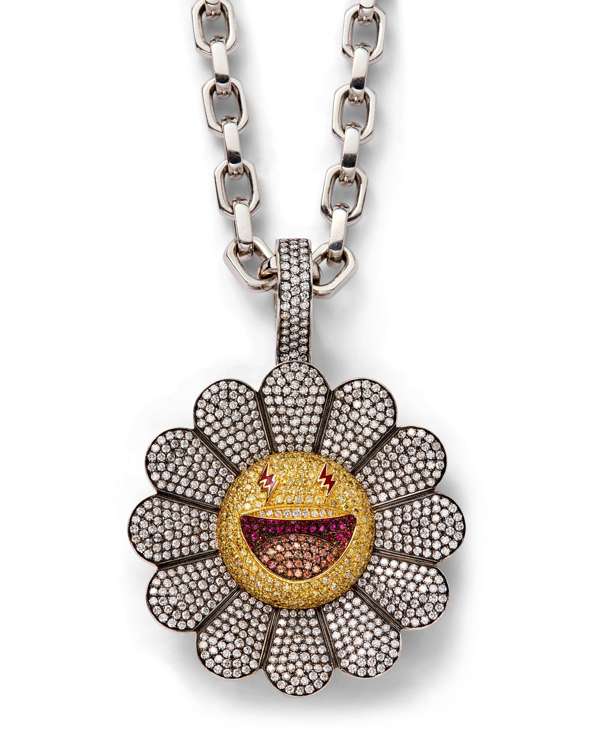 'Gris' Flower Pendant - image 1 - close-up of pendant design.