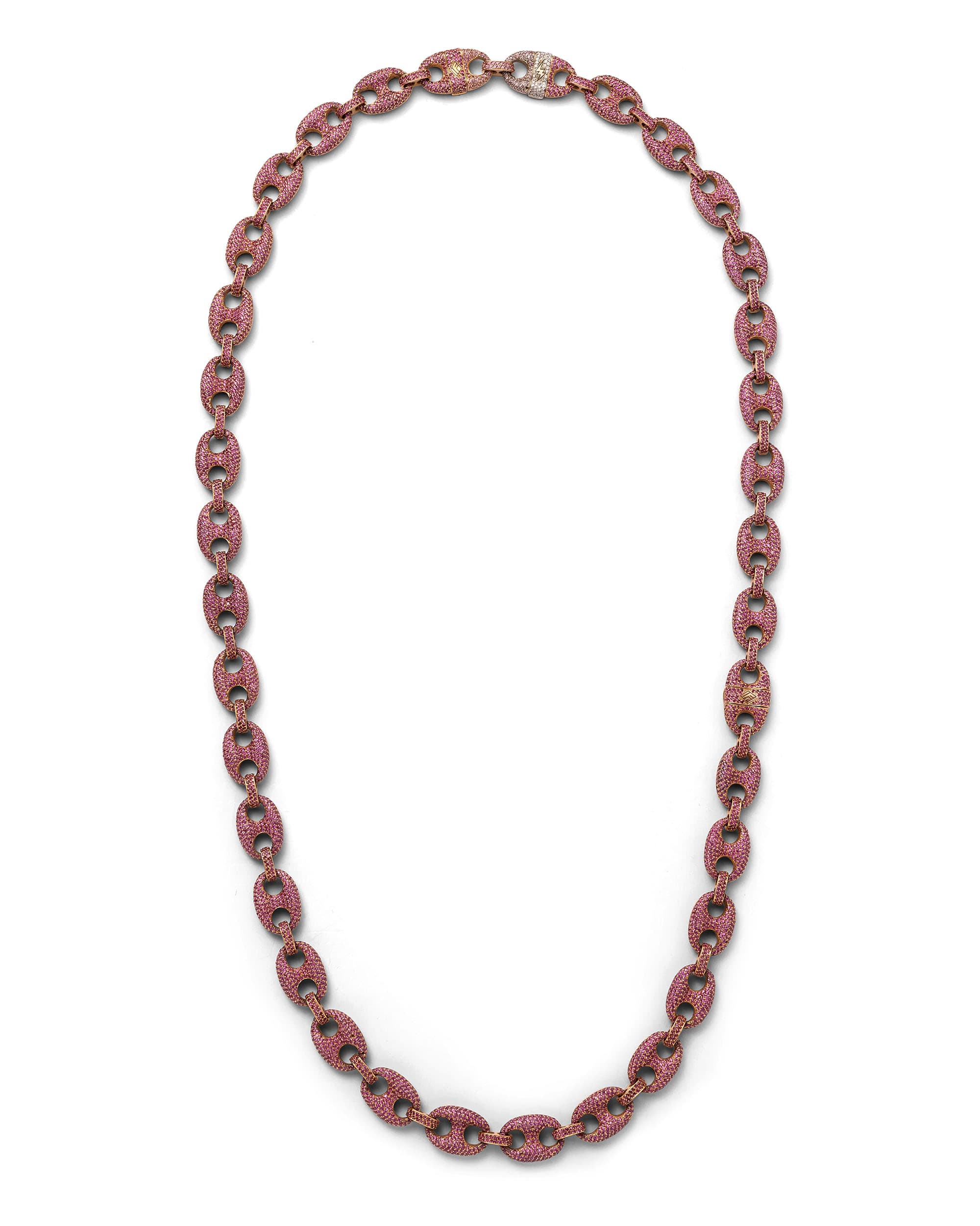 Diamond & Sapphire Gucci Link Gold Necklace Set - image 4 - sapphire necklace