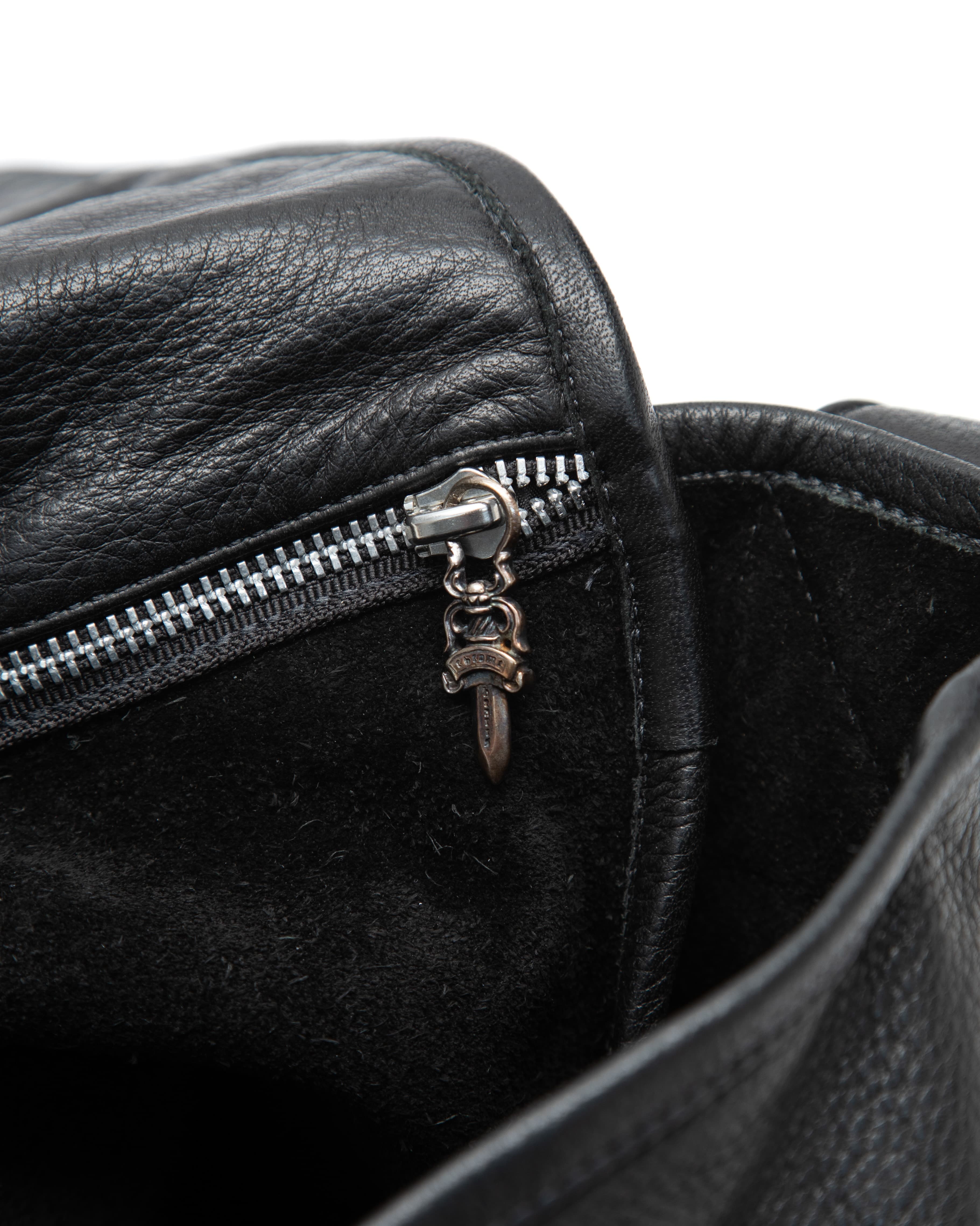 Boy Scout Fleur Mail Black Leather Bag - image 6 - close-up of interior zipper