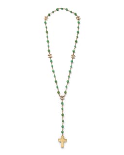 Jade & Diamond Cross Necklace - Back