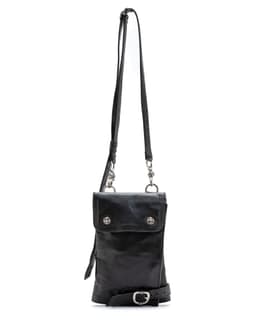 Black Leather Scissor Case - image 1 - front of the bag and shoulder strap