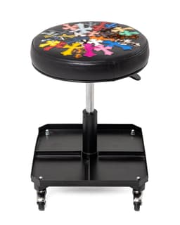Black & Multicolor Cross Patch Stool - image 2