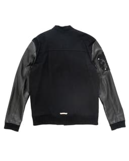 Multicolor Cross Patch Letterman Jacket - image 2 - back of garment