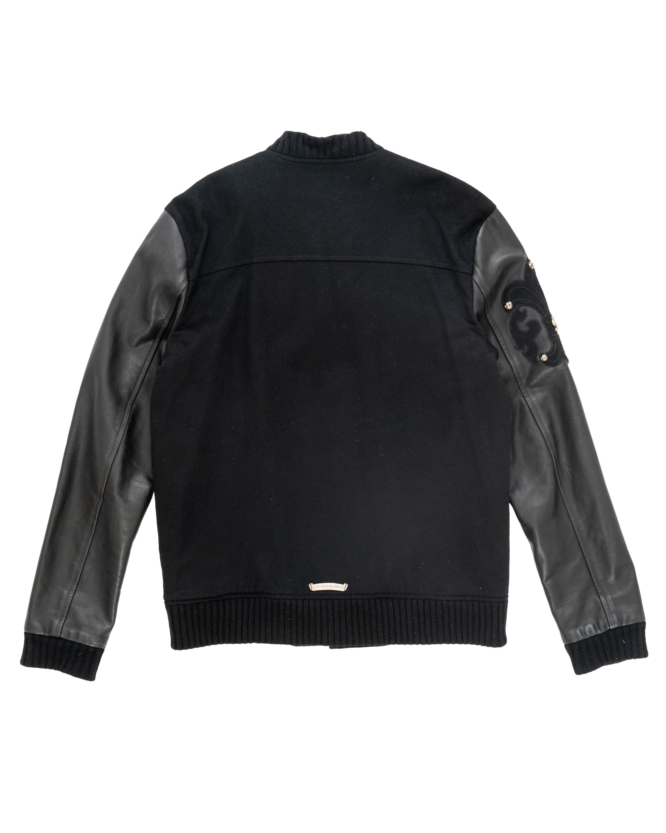 Multicolor Cross Patch Letterman Jacket - image 2 - back of garment