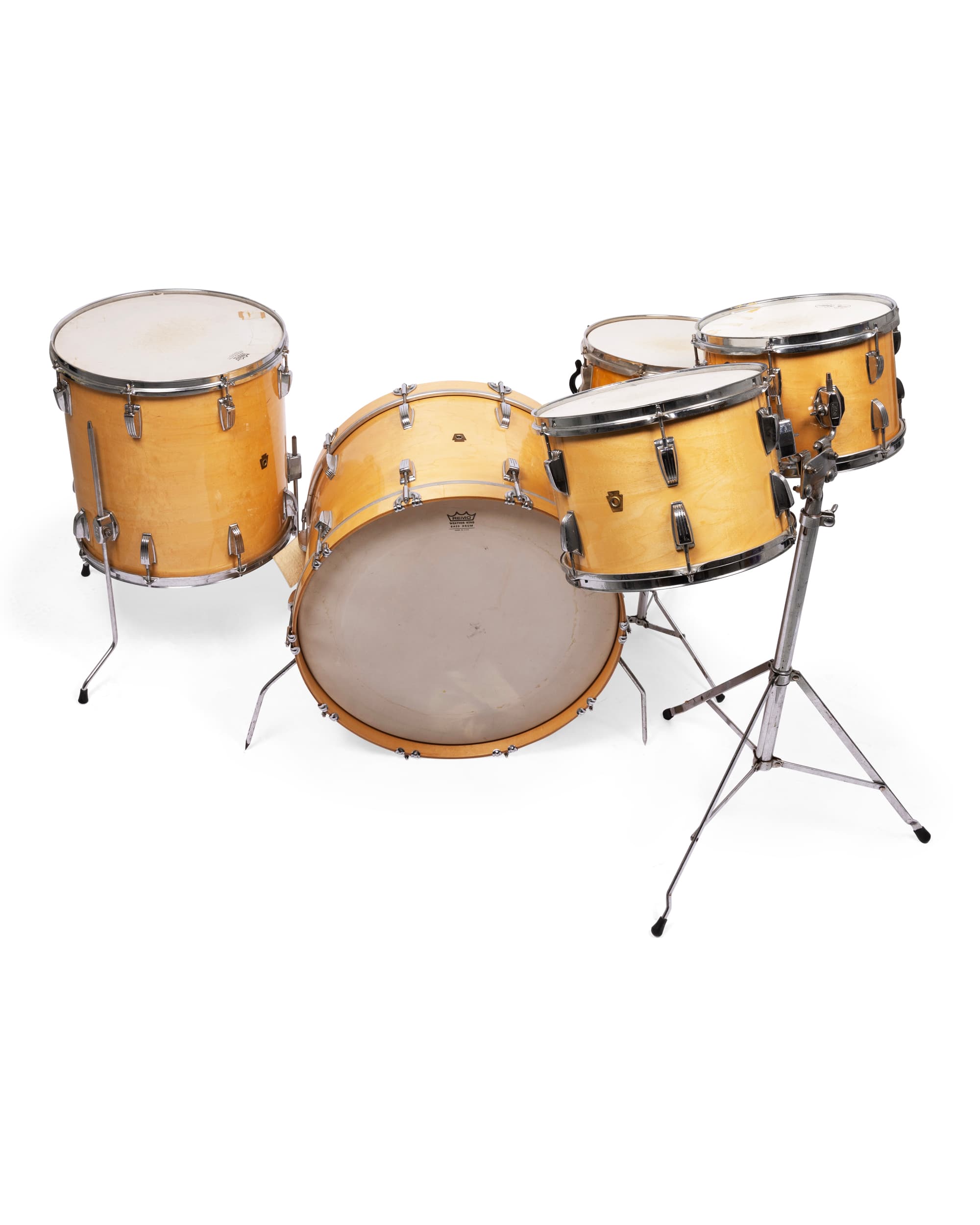 Drum Set in Natural Wood - Front Top Angle