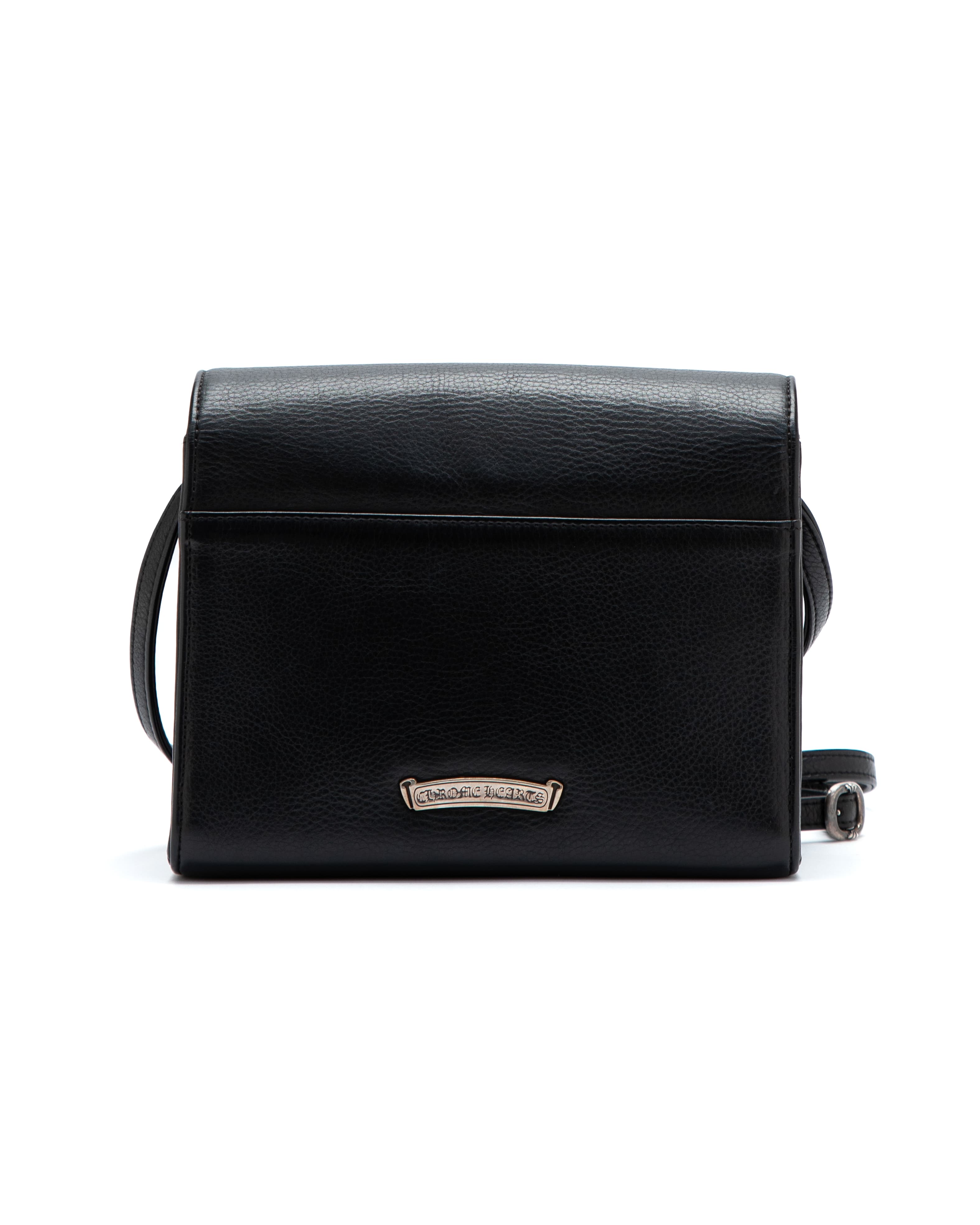 Large Chrome Hearts Cross Black Leather Crossbody Bag - image 3 - exterior back of bag