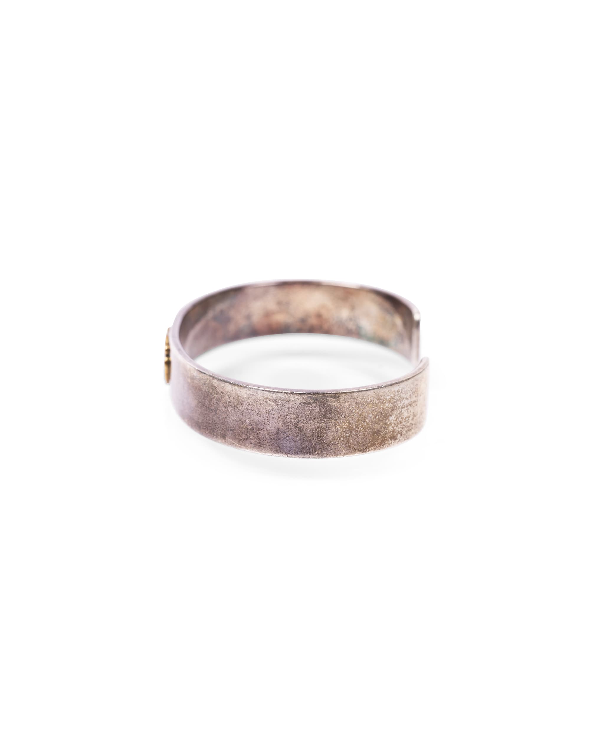 Silver Bangle with 18k Gold Emblem - Left