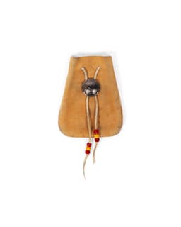 Natural Leather Drawstring Pouch - Front