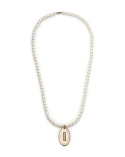 Pearl Silver Charm Necklace - Front