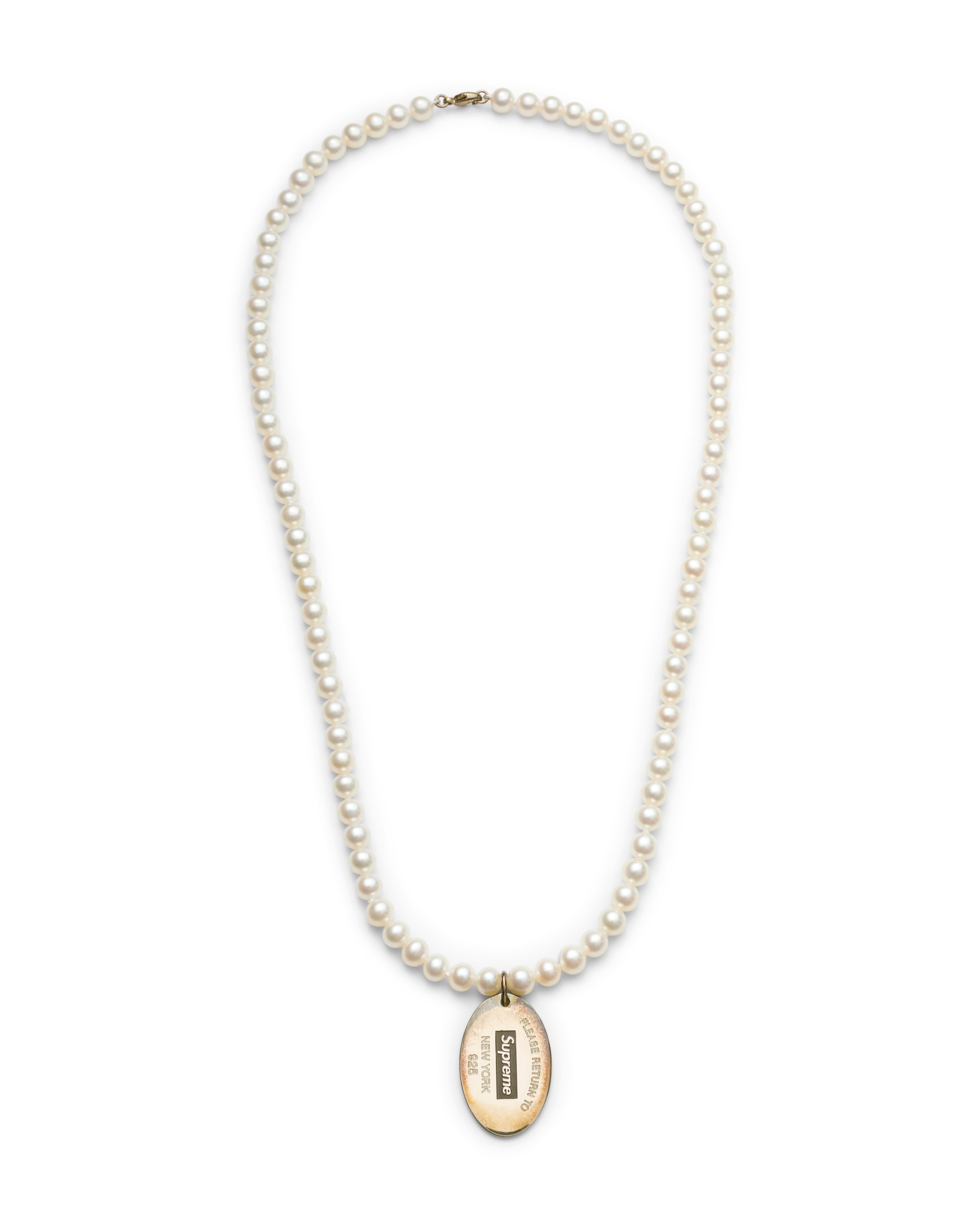 Pearl Silver Charm Necklace - Front