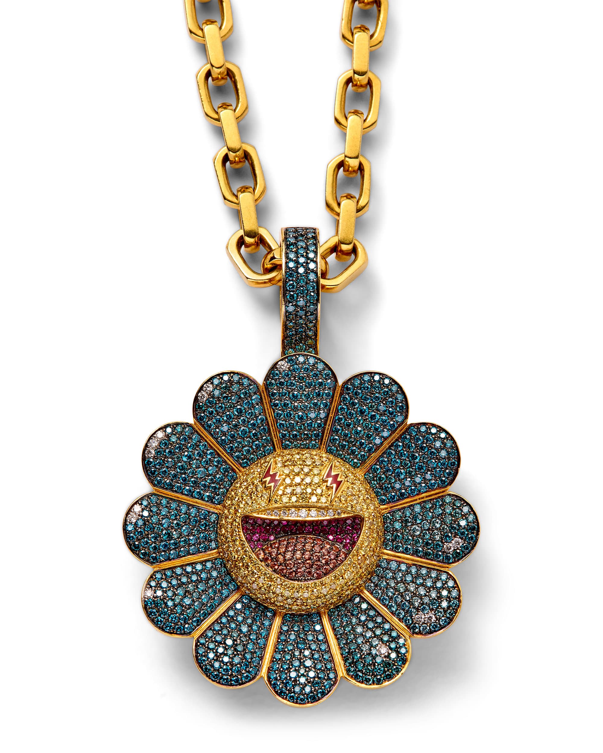 'Azul' Flower Pendant - image 1 - close-up of pendant