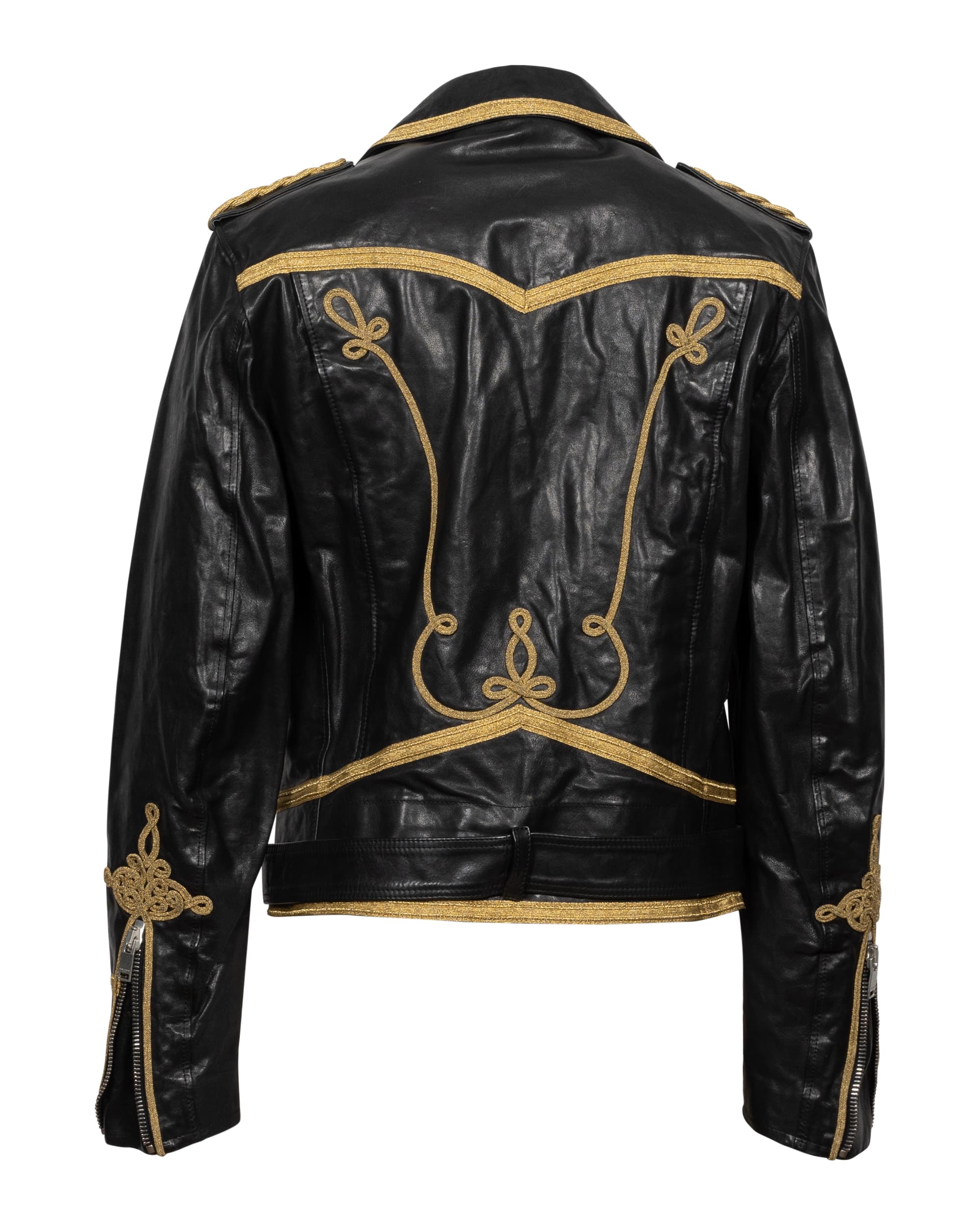 Gold Trim Leather Jacket - image 2 - back of garment
