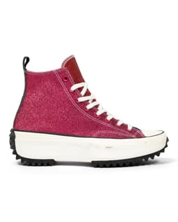 Run Star Hike Hi Glitter Sneaker - image 4 - pink side of the right shoe