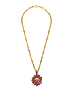 'Rojo' Flower Pendant - image 2 - bird's-eye view, pendant and chain