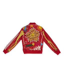 Custom Embroidered Red Leather Jacket - Back