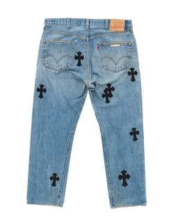 Vintage Levi's Black Cross Patch Blue Jeans - image 2 - back of garment