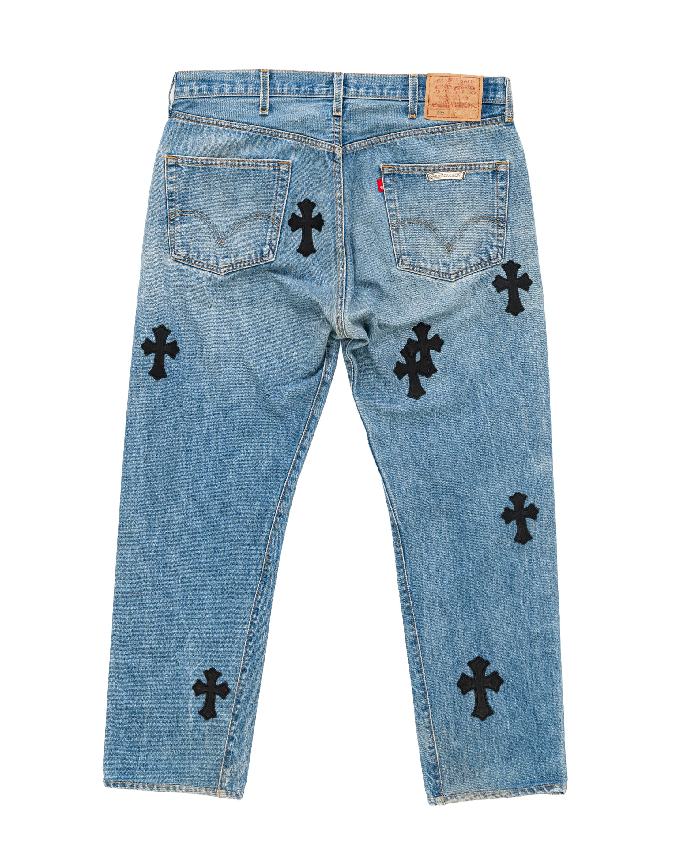 Vintage Levi's Black Cross Patch Blue Jeans - image 2 - back of garment