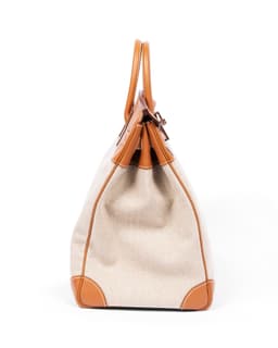 Gold Evercolor Leather & Toile HAC Birkin 40 with Palladium Hardware - Left