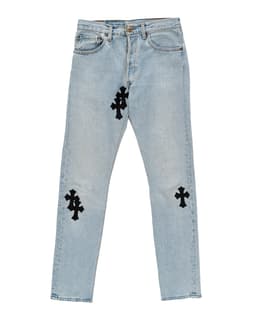 Vintage Levi's Black Cross Patch Distressed Blue Jeans - image 1 - front of garment