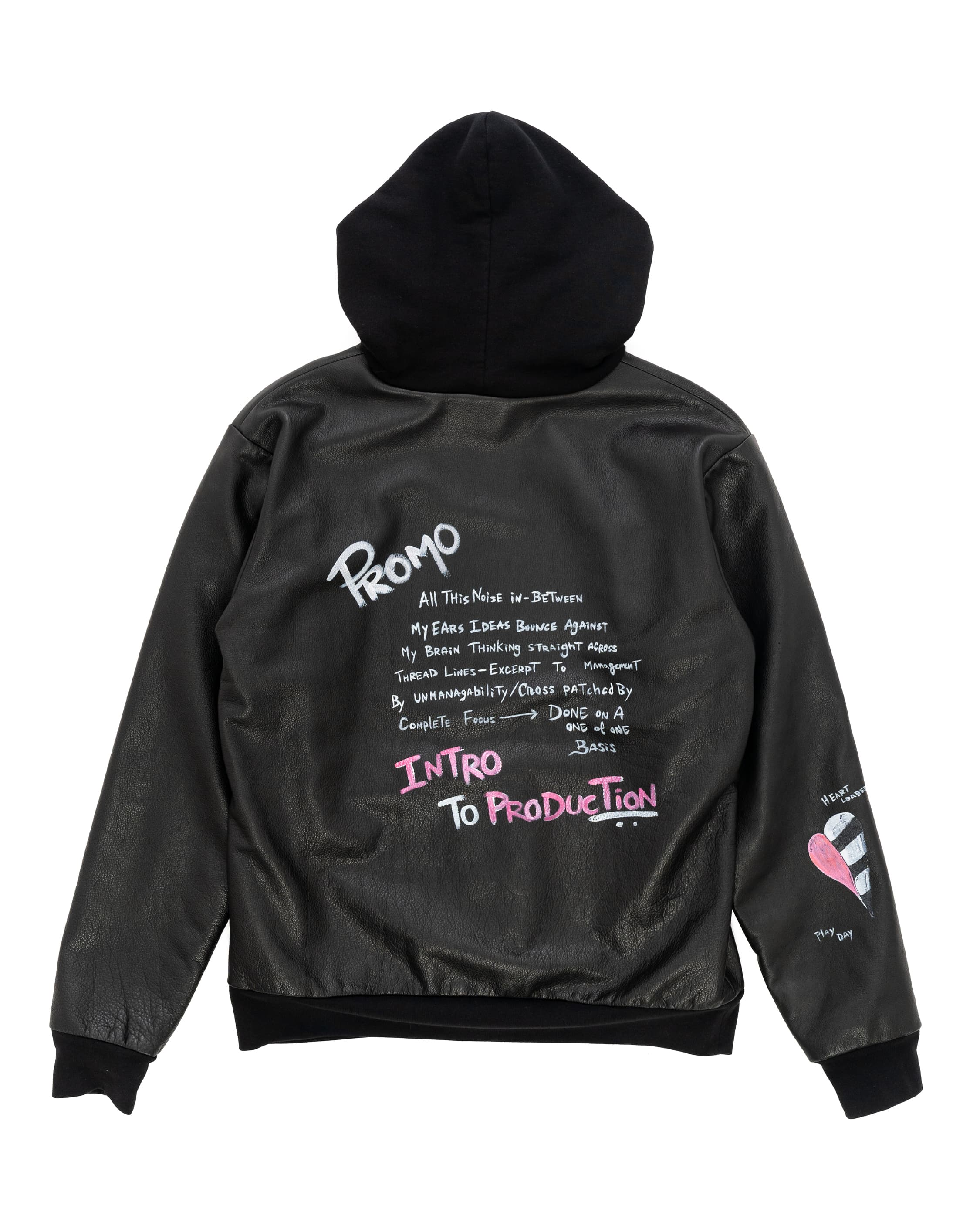 Matty Boy Hand-Painted Cross Patch Leather Hoodie - image 2 - back of garment