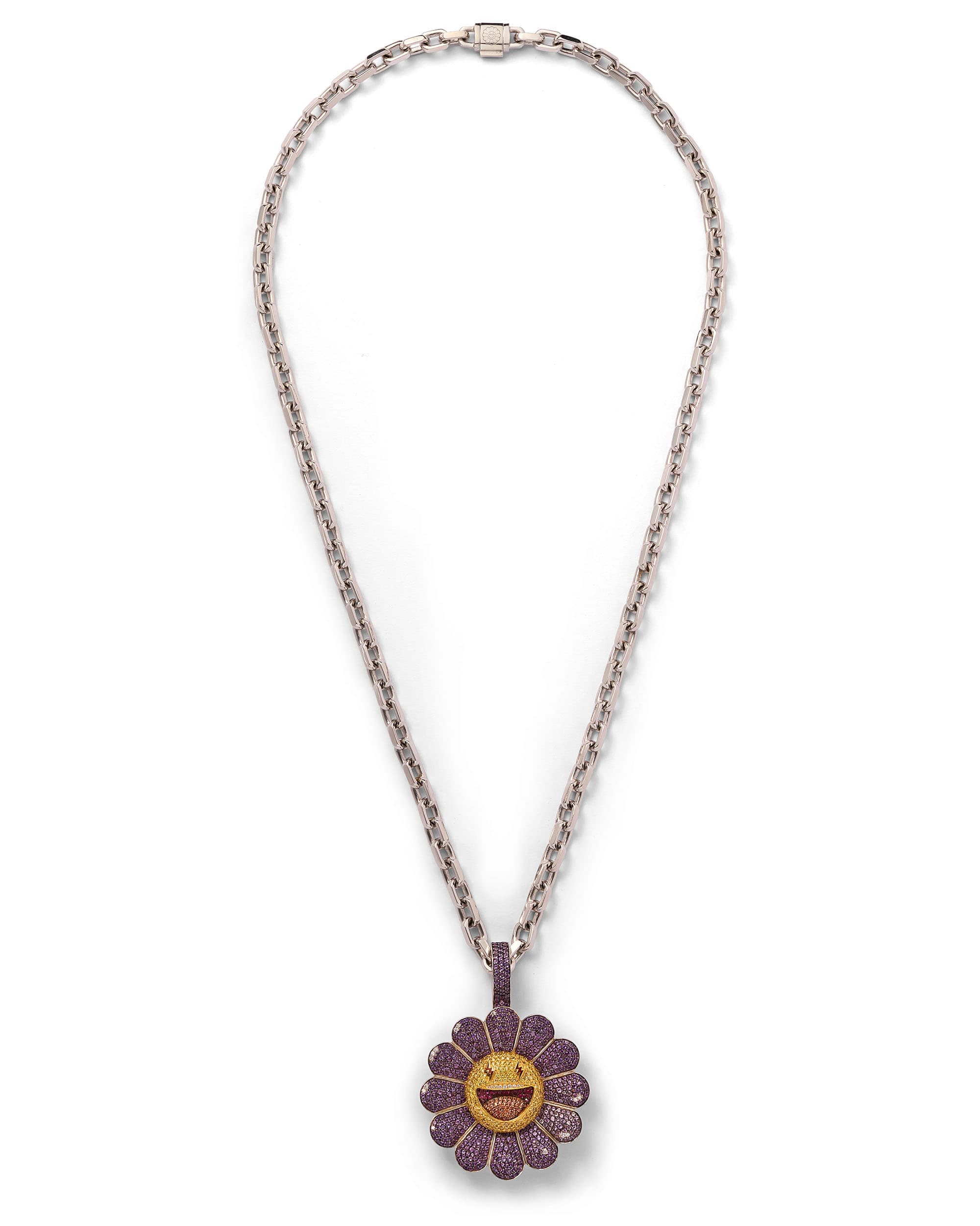 'Morado' Flower Pendant - image 2 - bird's-eye view, pendant and chain