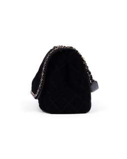 Black Extra Large Jumbo Suede Flap Bag - Right