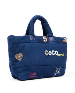 Navy Terry Tote Bag - Front Right Angle
