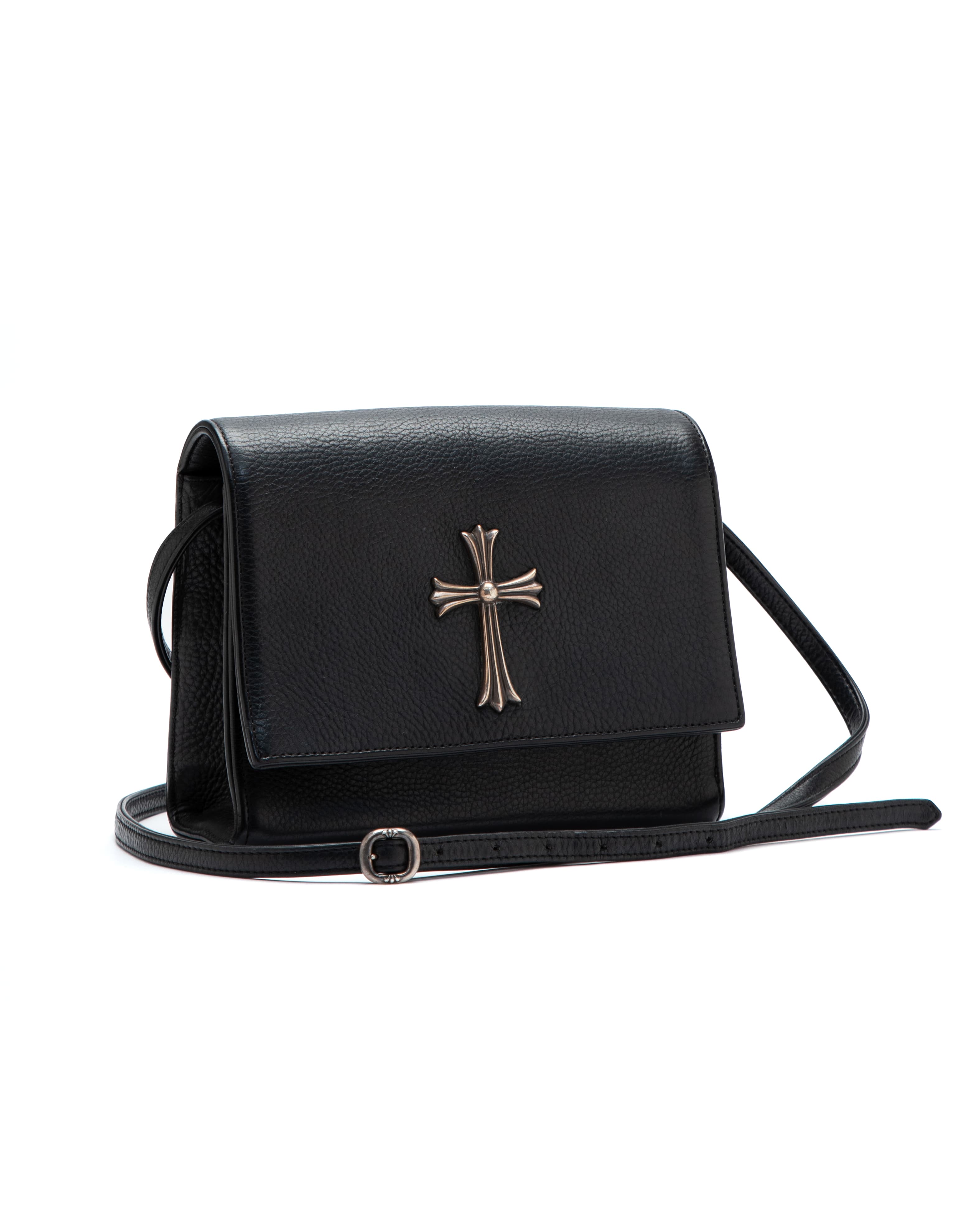 Large Chrome Hearts Cross Black Leather Crossbody Bag - image 2