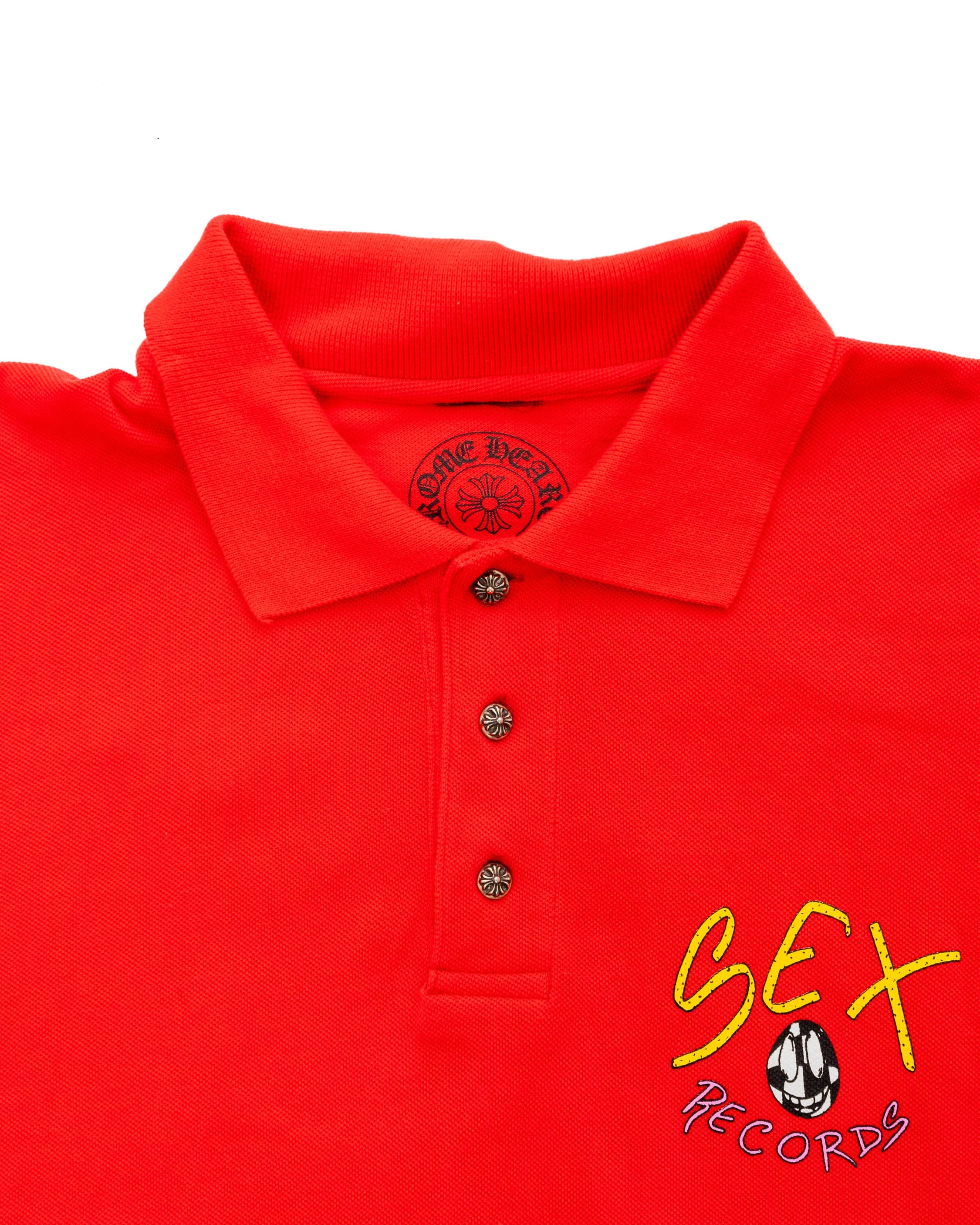 Matty Boy Sex Records Polo Shirt - image 3 - close-up of collar and placket with buttons