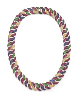 Multi-Color Gemstone Cuban Link Chain - image 1 - bird's-eye view of chain