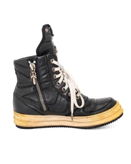 Rick Owens Geodunk Sneaker - image 3 - side view of left shoe showing zipper detail