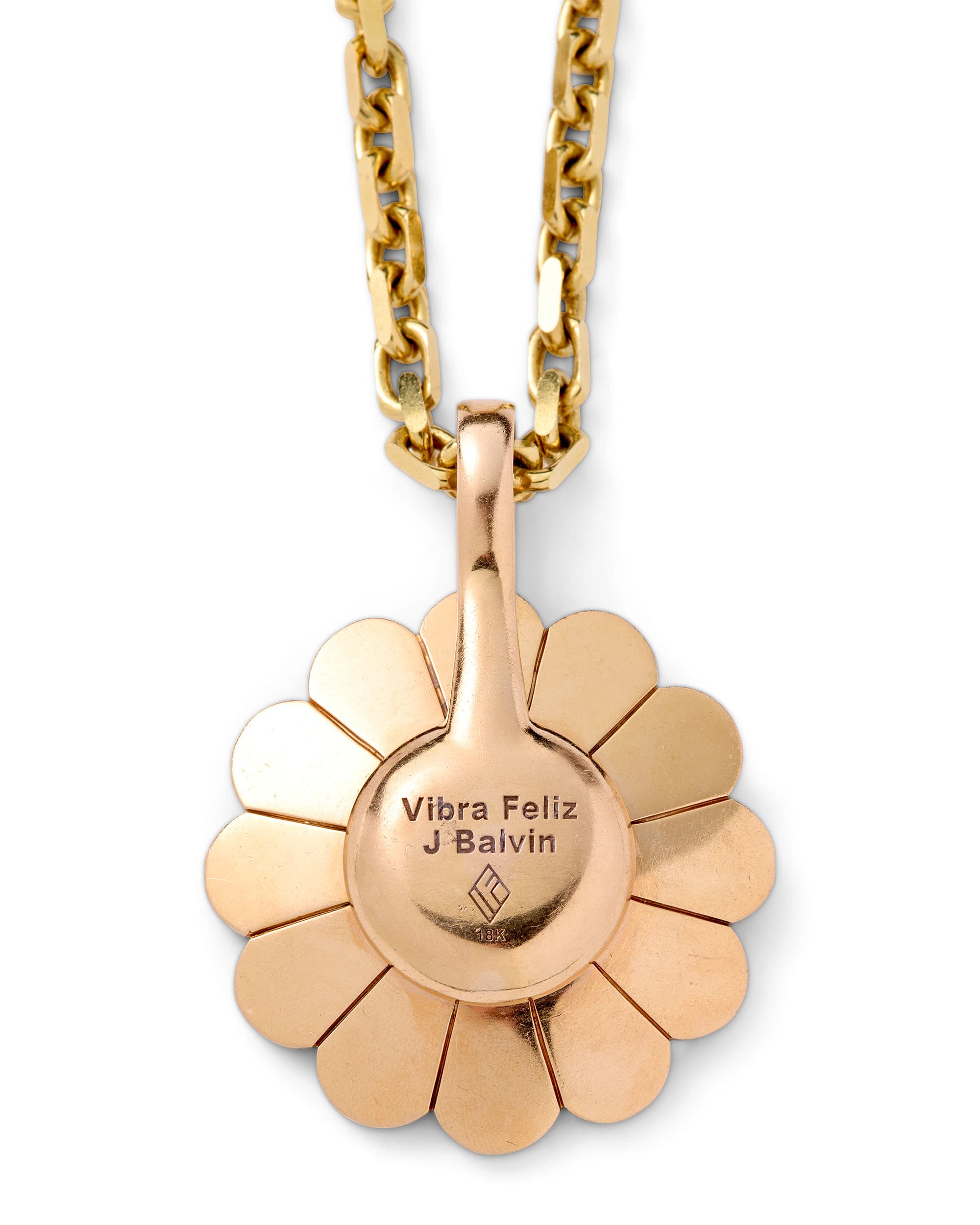 Multi-Color Gemstone Flower Pendant - image 3 - reverse of pendant with inscription