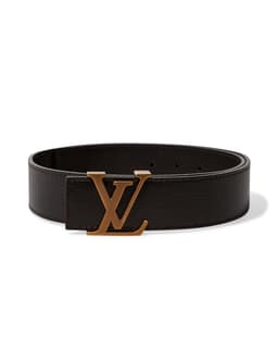 LV Black Leather Belt - Front Coiled