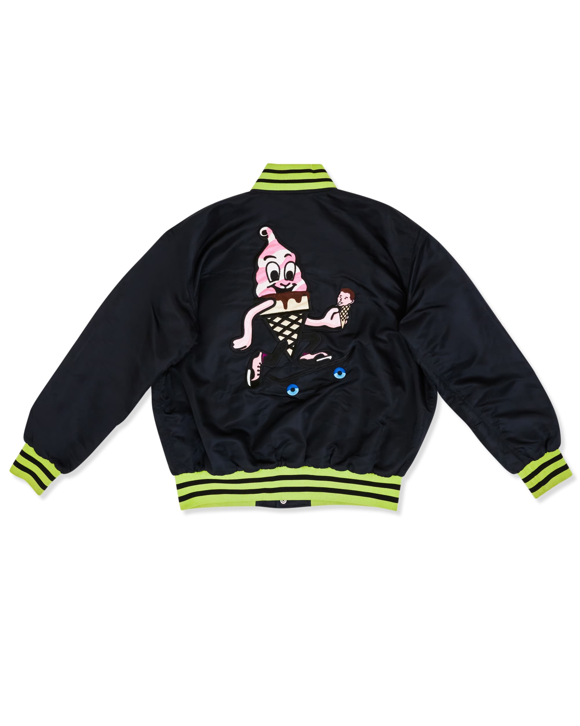Black & Green Bomber Jacket - Back