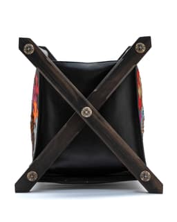 Multicolor Cemetery Cross Patch Ebony Wood & Leather Magazine Holder - image 4